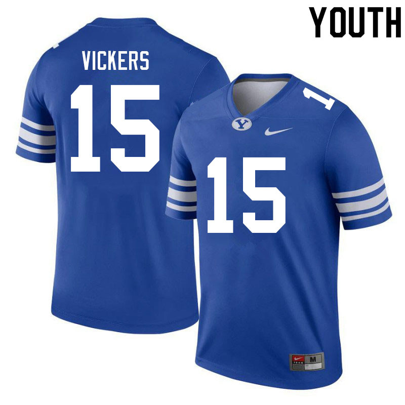 Youth #15 Jaylon Vickers BYU Cougars College Football Jerseys Sale-Royal - Click Image to Close